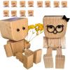 Shaking Feet Wooden Doll Couple, Shaking Wooden Man Figurine with 12 Changeable Magnetic Faces, Couples Gifts, Funny Cars Ornaments Wood Desktop Decor Valentines Day Gifts for Boyfriend Girlfriend view 1