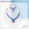 Butterfly Jewelry Set For Girls, 2 Pcs Beaded Necklace And Bracelet, Acrylic Party Favors view 4