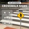 24in Solar Pedestrian Crossing Sign Flashing LED Highlight Road Traffic Blinking Street Warning Sign, Aluminum IP65 Weatherproof Crosswalk Signs for Park School Urban (yellow) 30"-2set view 2