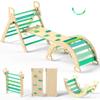 BlueWood Pikler Triangle Set, Toddler Wooden Climbing Toys Indoor 7in1 Foldable Climber for Kids, Montessori Philosophy Play Jungle Gym with Arch, Ramp, Ladder (Green Summer) view 1