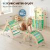 BlueWood Pikler Triangle Set, Toddler Wooden Climbing Toys Indoor 7in1 Foldable Climber for Kids, Montessori Philosophy Play Jungle Gym with Arch, Ramp, Ladder (Green Summer) view 2