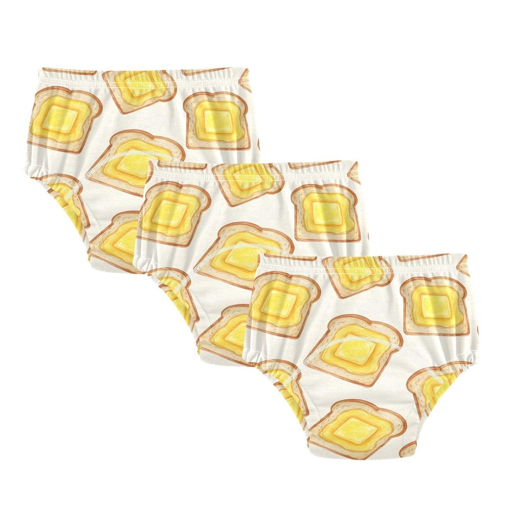 SLHKPNS Potty Training Underwear 3 Packs Butter Toast Print Toilet Training Pants for Toddler Girls Boys,2T