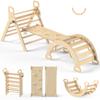 BlueWood Pikler Triangle Set, Toddler Wooden Climbing Toys Indoor 7in1 Climber, Foldable Kids Climbing Toys, Montessori Play Jungle Gym with Arch, Ramp, Ladder (Natural) view 1