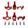 Aluminum Steering Blocks & Caster C-Hubs Knuckle Set for 1/18 LaTrax Teton Desert Prerunner Rally RC Car, C-Cup Stub Axle Carrier Upgrade, Replacement #7532 / 7552X (Red) view 2