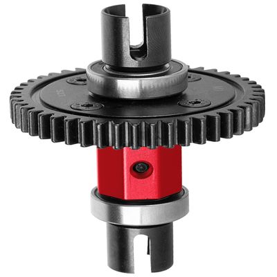 52T Upgrade Part for 1/8 Sledge Center Diff to Straight Shaft,RCarmumb Medium Carbon Steel & Aluminum Heavy Duty Center Differential Spur Gear Shaft Replacement for Sledge Monster Truck,Red