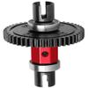 52T Upgrade Part for 1/8 Sledge Center Diff to Straight Shaft,RCarmumb Medium Carbon Steel & Aluminum Heavy Duty Center Differential Spur Gear Shaft Replacement for Sledge Monster Truck,Red view 1