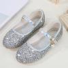Girls Glitter Mary Jane Shoes Slip on Sequins Shoes Classic Rhinestone Sandals Wedding Party Mary Jane Pumps (Silver, 10.5 Little Child) view 2