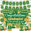 Green Gold Graduation Decorations Class of 2026 Green Gold Graduation Party Supplies Include Congrats Grad Banner Backdrop Congratulations Balloons Hanging Swirl Honeycomb for High School College view 1