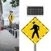 Sunseota Flashing LED Pedestrian Crossing Sign, Street Traffic Warning Sign Rust-Free Aluminum Crosswalk Signage with Solar Powered, 24"/30", 16 LEDs, Engineering Grade Reflective Film 30in view 1