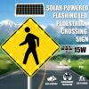 Sunseota Flashing LED Pedestrian Crossing Sign, Street Traffic Warning Sign Rust-Free Aluminum Crosswalk Signage with Solar Powered, 24"/30", 16 LEDs, Engineering Grade Reflective Film 30in view 2