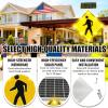 Sunseota Flashing LED Pedestrian Crossing Sign, Street Traffic Warning Sign Rust-Free Aluminum Crosswalk Signage with Solar Powered, 24"/30", 16 LEDs, Engineering Grade Reflective Film 30in view 3