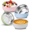 E-far Stainless Steel Baby Bowls with Suction, 4 Pack Removable Colorful Silicone Sleeve Toddlers Kids Bowl, Non-Toxic Snack Container for Baby Food Feeding, Non-Slip & Unbreakable, Dishwasher Safe view 1