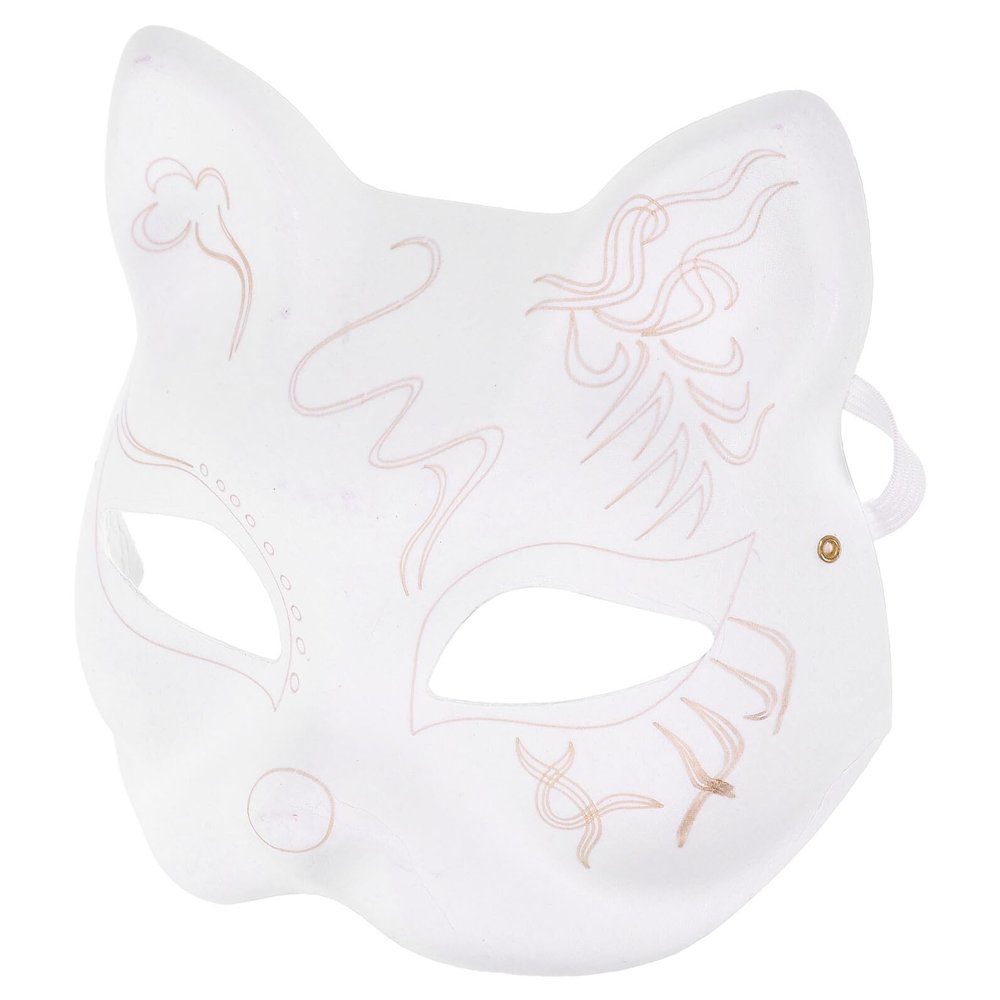 BESPORTBLE DIY Cat Face Paper Mask for Unpainted Blank Pulp Mask for Masquerade Cosplay Party Accessory for Dress-up and Halloween