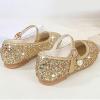 Girls Glitter Mary Jane Shoes Slip on Sequins Shoes Classic Rhinestone Sandals Wedding Party Mary Jane Pumps (Gold, 12 Little Child) view 3
