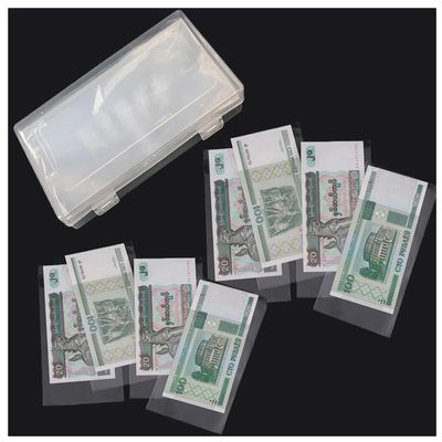 200 Pieces Clear Currency Sleeves, Dollar Bill Holder with Storage Case for Collectors, Plastic Paper Money Holders Money Protector for Bills, Album Banknotes Stamp Paper Protector Slab Holder CH10