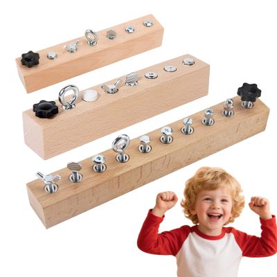 Educational Screw-Tightening Busy Board, Activity Board with Wooden Screwdriver Set, Early Childhood Education Screw-Tightening Toy (7-Hole+8-Hole+10-Hole)