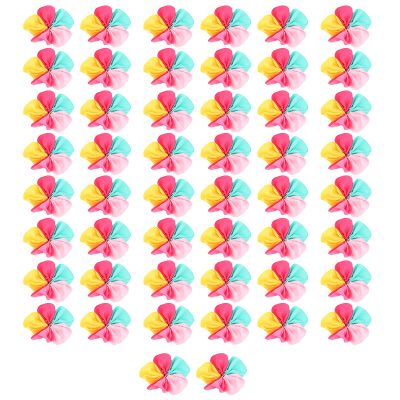 Colorful Ribbon Bowknot DIY Hair Accessories Vibrant Flower Bows for Women Girls Toddlers 50Pcs Ribbon Hairwear Set