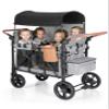 Foldable Wagon Stroller for 4 Kids, All-Terrain Wagon with 5-Point Harness, Canopy,high Seats Insulated Snack Pack, Adjustable Handle, Parent Organizer for Outdoor Use (Grey) view 1