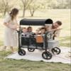 Foldable Wagon Stroller for 4 Kids, All-Terrain Wagon with 5-Point Harness, Canopy,high Seats Insulated Snack Pack, Adjustable Handle, Parent Organizer for Outdoor Use (Grey) view 3