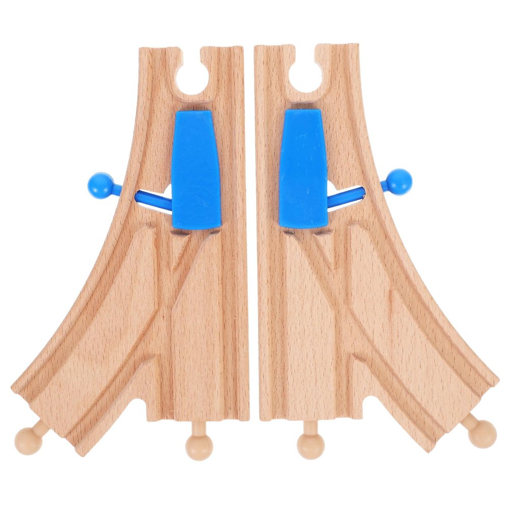 SEWACC 2pcs Wooden Train Track Switch Pieces for Model Train Accessories Compatible with Major Brands Educational Imaginative Play