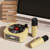 Zunate Mini Karaoke Machine Toy for Kids and Adults, Portable Bluetooth Speaker with 2 Wireless Mics, Retro Record Player Design, Voice Effects, 5H Playback for Home Party Travel (Yellow) view 2
