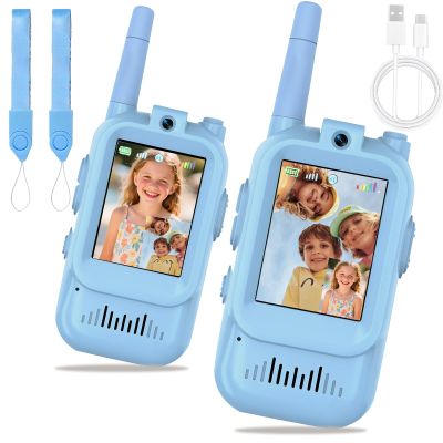 LeCoirrax Video Walkie Talkies for Kids 2 PCS, Long Range Kids Walkie Talkies, Rechargeable Video Call Toys for Indoor Camping Hiking Travel, Christmas Birthday Boys Girls Age 3-5 (Blue)