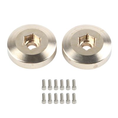 2Pcs Brass Wheel Weights for 1.9 2.2in RC Crawler Car, Hex Hub Adapter Upgrade Parts with M3 Thread, Gold Brass Rim Spacers for Axial SCX10 Redcat GEN7 GEN8 (9mm)