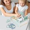 Calculator Cash Register Toy  Wooden Children Toy Calculator Cash Register Set, Durable Natural Wood Build, Number Recognition Learning Tool, Interactive Button Design, Early Math Skill Development view 3