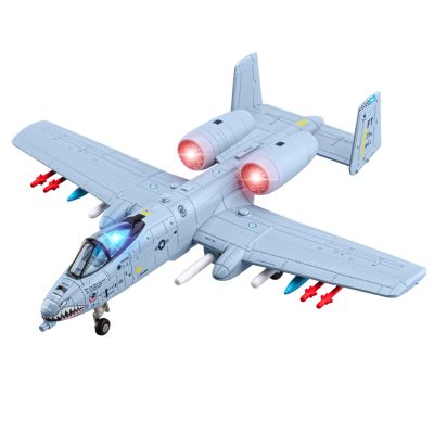 A10 Warthog Diecast Model Airplane Toy, 1:72 Plane Thunderbolt II, Military Fighter Jet Toy, Launch Missiles, Light and Sound, Age 8+ (Blue)