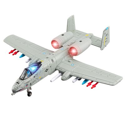 A10 Warthog Diecast Model Airplane Toy, 1:72 Plane Thunderbolt II, Military Fighter Jet Toy, Launch Missiles, Light and Sound, Age 8+ (Gray)