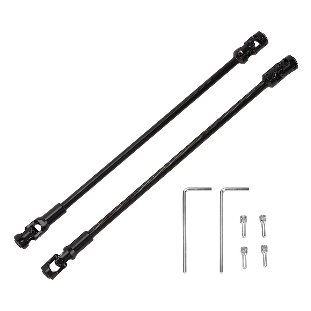 AIToWisely 2PCS RC Crawler Driveshafts Stainless Steel Universal Joint Drive Shafts for 1/10 LCG RC Tracked Vehicles, Replacement Axle with Hex Wrenches (Black)