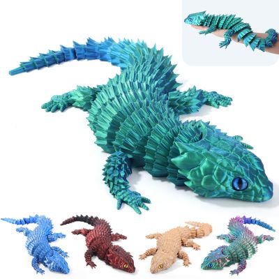 19.7 inch Large 3D Printed Lizard Model, hinged 3D Printed Animals, a 3D Printed Toys with Movable JointsFidget restlessness, ADHD Toys, Executive Desk Dcor and Festival Collectible (Blue-Green)