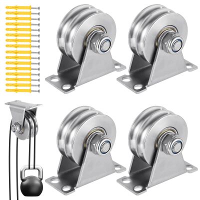 Tressify U Groove Pulley, 4 Stainless Steel Blocks, Silent Wall Mount
