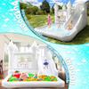 14ft Inflatable Water Slide Bounce House, Oxford Water Slide with Slide and Ball Pool/Pit, White Bounce House with Air Blower for Kids Summer Outdoor Fun view 2