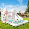 14ft Inflatable Water Slide Bounce House, Oxford Water Slide with Slide and Ball Pool/Pit, White Bounce House with Air Blower for Kids Summer Outdoor Fun view 4