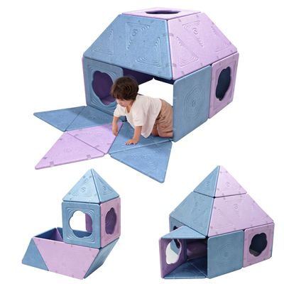 Asweets 3-Piece Magnetic Fort Building Kit for 3+ Kids, Giant Modular Playhouse Panels (Trapezoid)