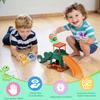 CRATIVWOOD Dinosaur Car Ramp Slide Toy for Toddlers 4 Push Cars with Race Track, Baby Slide Indoor Toy, Montessori Learning Birthday Gift for Boys Girls 1 2 3 Year Old (Green) view 2