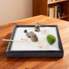 Sacolin Zen Garden Kit, Black Wooden Sand Tray, for Meditation, Japanese Decor, with Mini Rake Rocks and Pagoda, DIY for Desk Home and Office view 2