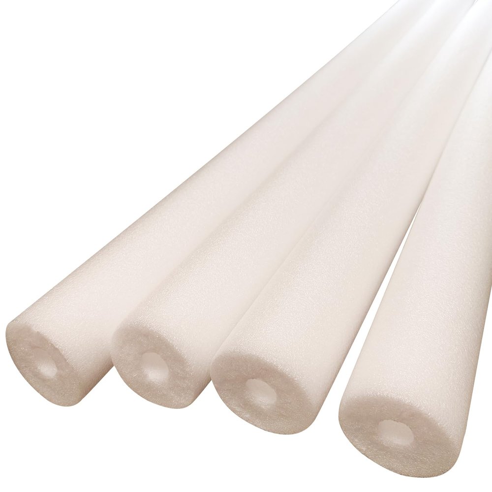4-Pack 60" Floating Pool Noodles Foam Tube, White Soft Large Black Foam Noodle, Thick Hollow Noodles, Bulk Swim Noodles for Pool, Beach, Crafts, DIY Projects, Extra Dense & Durable