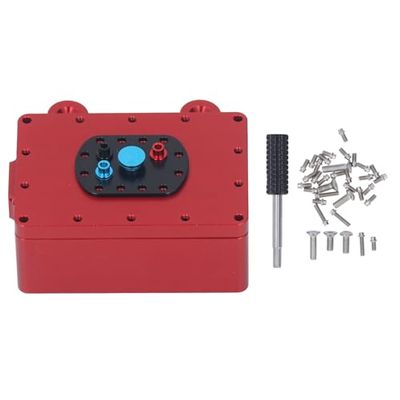 Aluminum Alloy RC Receiver Box, 1/10 RC Crawler Receiver Box, Sealed Metal Protector Case for RC Car Electronics with Cover and Screws for SCX10 and Similar (Red)