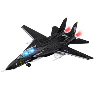 F-14 Tomcat Toy Airplane, Diecast Model Military Fighter Jet, Launch Missiles, Pull-Back, Light and Sound, Age 8+ (Black)
