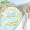2Pcs Inflatable Pool Floats, Pool Tube Rings, Swim Tubes, Pool Floaties, Beach Swimming Party Floats for Adults Swim Ring Fun Print Pool Lounger Tube for Summer (Green Flower, 30inch) view 2