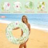 2Pcs Inflatable Pool Floats, Pool Tube Rings, Swim Tubes, Pool Floaties, Beach Swimming Party Floats for Adults Swim Ring Fun Print Pool Lounger Tube for Summer (Green Flower, 30inch) view 3