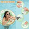 2Pcs Inflatable Pool Floats, Pool Tube Rings, Swim Tubes, Pool Floaties, Beach Swimming Party Floats for Adults Swim Ring Fun Print Pool Lounger Tube for Summer (Green Flower, 30inch) view 4