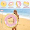 2 Pcs Inflatable Pool Floats, Pool Tube Rings, Swim Tubes, Pool Floaties, Beach Swimming Party Floats for Adults Swim Ring Fun Print Pool Lounger Tube for Summer (Blue and Pink, 35inch with Handles) view 2