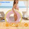 2 Pcs Inflatable Pool Floats, Pool Tube Rings, Swim Tubes, Pool Floaties, Beach Swimming Party Floats for Adults Swim Ring Fun Print Pool Lounger Tube for Summer (Blue and Pink, 35inch with Handles) view 4