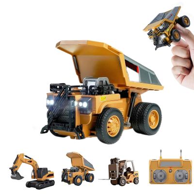 1:64 Premium Alloy Mini RC Construction Set-Forklift/Excavator/Dump Truck, 2.4GHz Engineering Vehicle, Suitable for Children (Dump Truck)