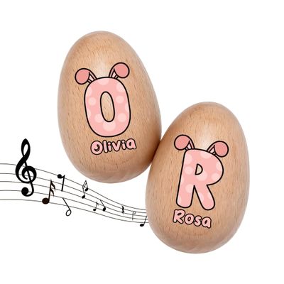 Artiglow Custom Musical Easter Egg Shaker 2026, Personalized Easter Basket Stuffers Wooden Percussion Eggs with Name, First Easter Gifts for Baby, Egg Hunt Prize for Toddlers Girls Boys, Initial-6