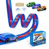 Htoytoy 3-Lane Flexible Race Track for Kids 16.4 FT Race Car Track Compatible with Hot Pull-Back Wheels Diecast 1/64, 3 High-Speed Pullback Cars, DIY Racetrack Toy Strong Suction Cups (3399-Red) view 1