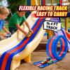 Htoytoy 3-Lane Flexible Race Track for Kids 16.4 FT Race Car Track Compatible with Hot Pull-Back Wheels Diecast 1/64, 3 High-Speed Pullback Cars, DIY Racetrack Toy Strong Suction Cups (3399-Red) view 2